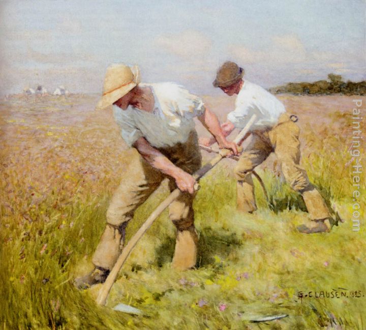 The Mowers painting - Sir George Clausen The Mowers art painting